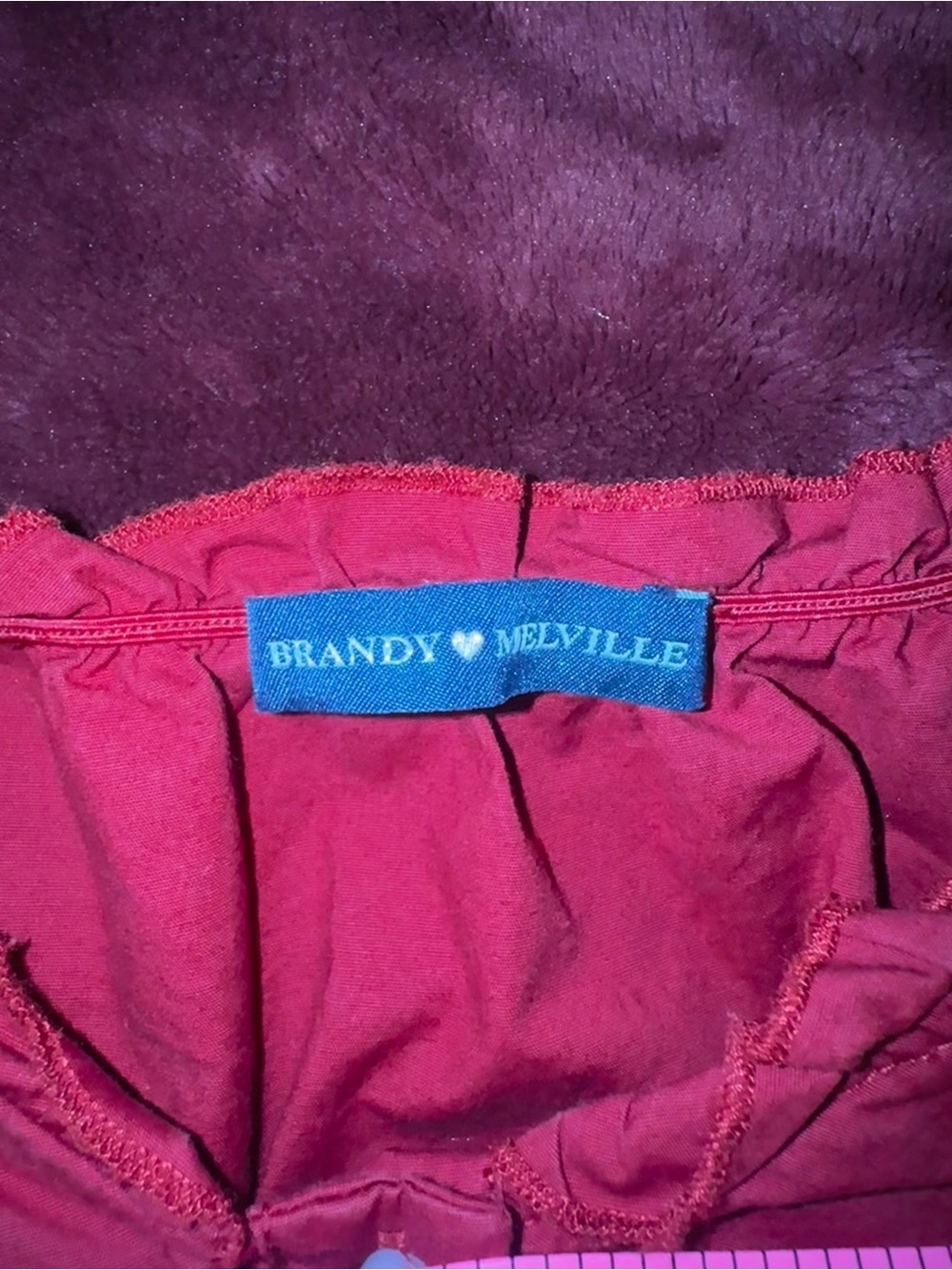 Brandy Melville Raspberry Pink Ruffle Button-Front Top - Picture 3 of 4